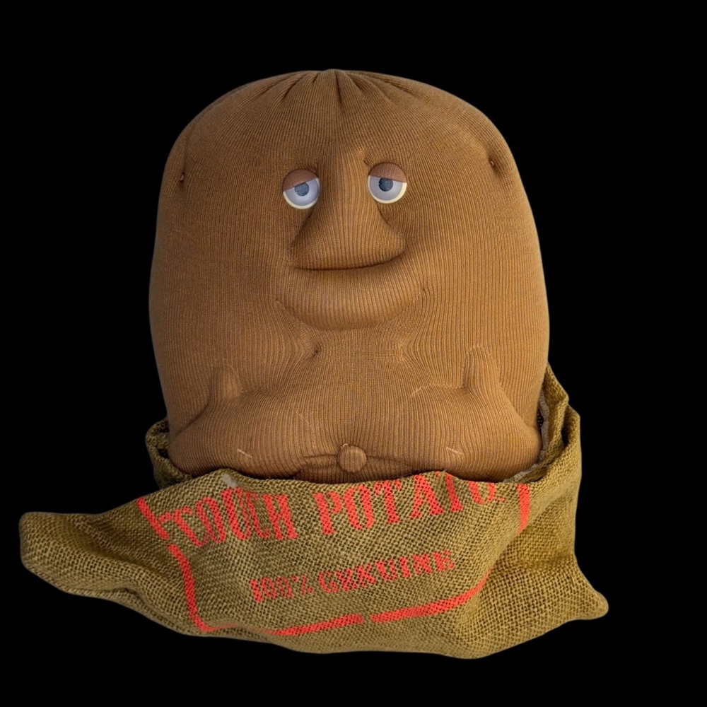 Vtg 1980s Couch Potato Stuffed Plush Burlap Sack Robert Armstrong Coleco Brown